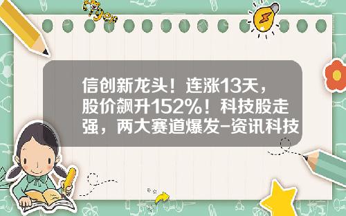 信创新龙头！连涨13天，股价飙升152%！科技股走强，两大赛道爆发-资讯科技股票