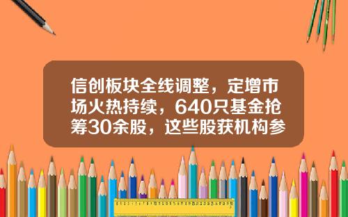 信创板块全线调整，定增市场火热持续，640只基金抢筹30余股，这些股获机构参与定增后股价涨幅明显-信创基金