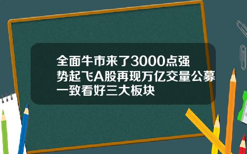全面牛市来了3000点强势起飞A股再现万亿交量公募一致看好三大板块