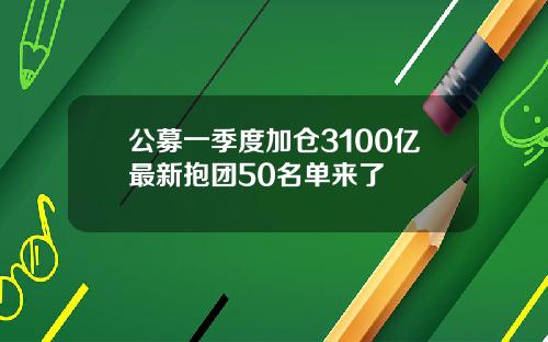 公募一季度加仓3100亿最新抱团50名单来了
