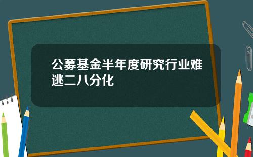 公募基金半年度研究行业难逃二八分化