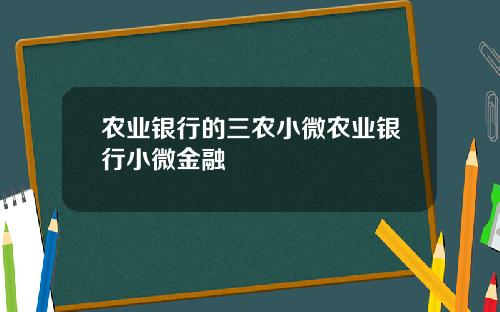 农业银行的三农小微农业银行小微金融