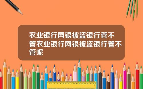 农业银行网银被盗银行管不管农业银行网银被盗银行管不管呢
