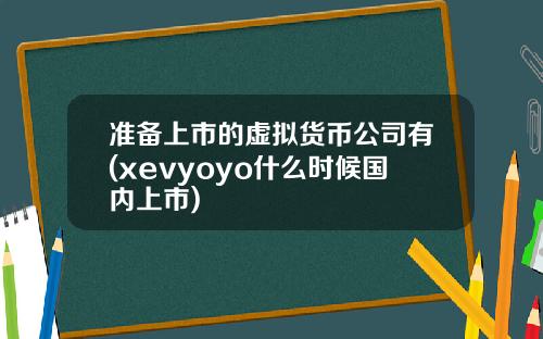 准备上市的虚拟货币公司有(xevyoyo什么时候国内上市)