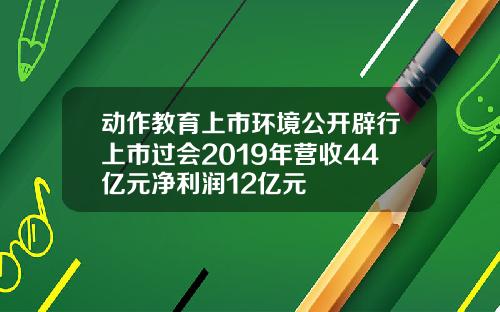 动作教育上市环境公开辟行上市过会2019年营收44亿元净利润12亿元