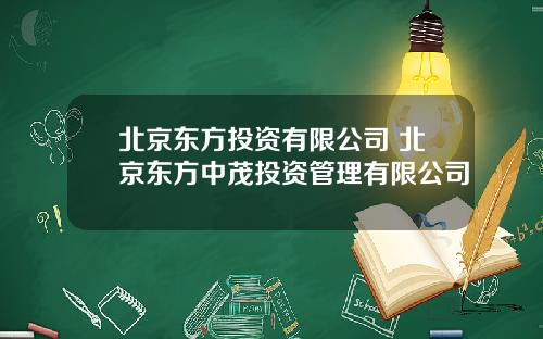 北京东方投资有限公司 北京东方中茂投资管理有限公司