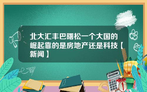 北大汇丰巴曙松一个大国的崛起靠的是房地产还是科技【新闻】