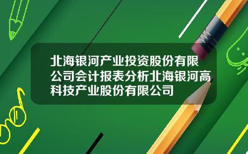 北海银河产业投资股份有限公司会计报表分析北海银河高科技产业股份有限公司