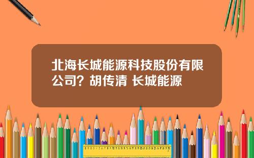 北海长城能源科技股份有限公司？胡传清 长城能源