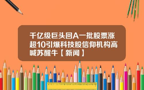 千亿级巨头回A一批股票涨超10引爆科技股信仰机构高喊苏醒牛【新闻】