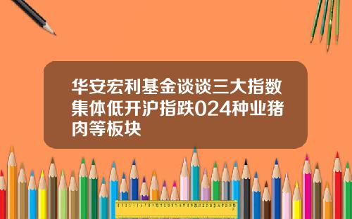 华安宏利基金谈谈三大指数集体低开沪指跌024种业猪肉等板块