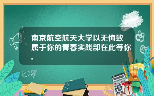 南京航空航天大学以无悔致属于你的青春实践部在此等你.