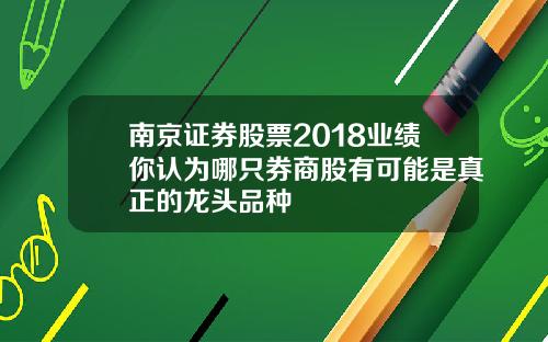 南京证券股票2018业绩你认为哪只券商股有可能是真正的龙头品种