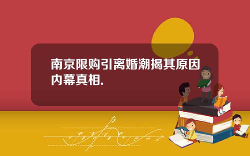 南京限购引离婚潮揭其原因内幕真相.