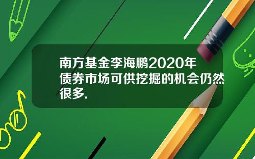 南方基金李海鹏2020年债券市场可供挖掘的机会仍然很多.