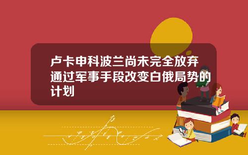 卢卡申科波兰尚未完全放弃通过军事手段改变白俄局势的计划