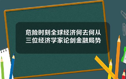 危险时刻全球经济何去何从三位经济学家论剑金融局势