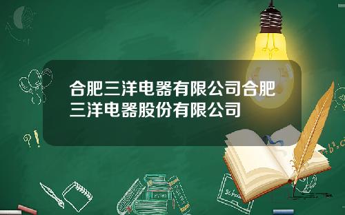 合肥三洋电器有限公司合肥三洋电器股份有限公司