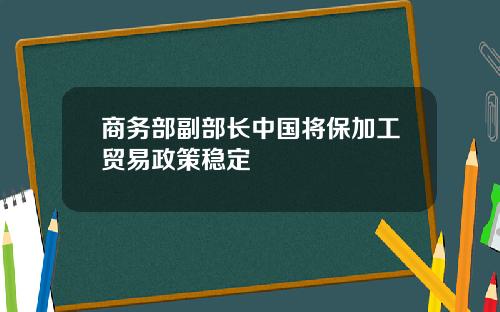 商务部副部长中国将保加工贸易政策稳定