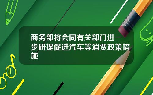 商务部将会同有关部门进一步研提促进汽车等消费政策措施