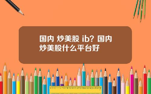 国内 炒美股 ib？国内炒美股什么平台好