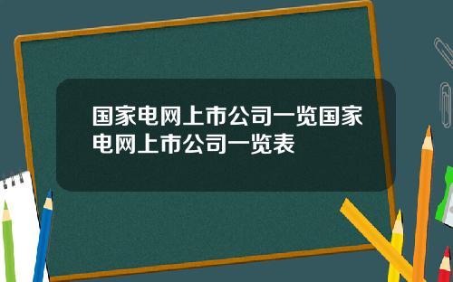 国家电网上市公司一览国家电网上市公司一览表