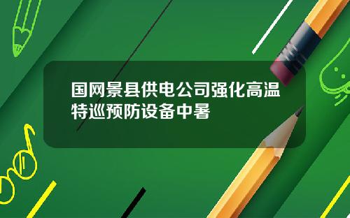 国网景县供电公司强化高温特巡预防设备中暑
