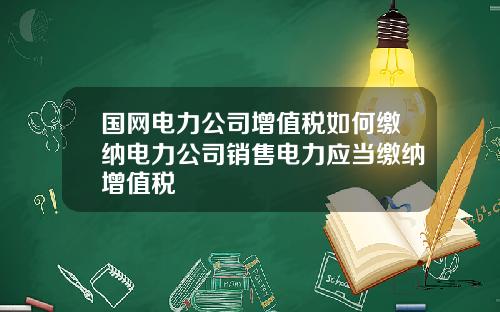 国网电力公司增值税如何缴纳电力公司销售电力应当缴纳增值税