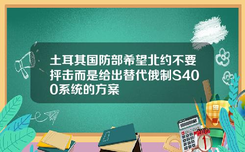 土耳其国防部希望北约不要抨击而是给出替代俄制S400系统的方案