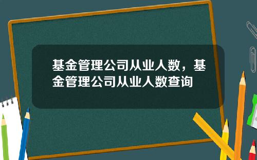 基金管理公司从业人数，基金管理公司从业人数查询