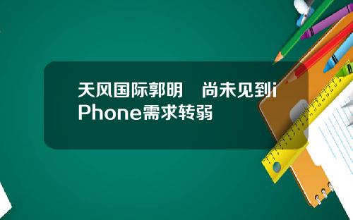 天风国际郭明錤尚未见到iPhone需求转弱