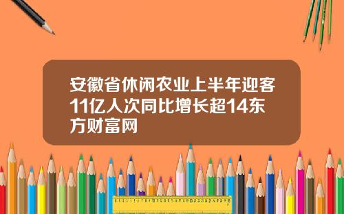 安徽省休闲农业上半年迎客11亿人次同比增长超14东方财富网
