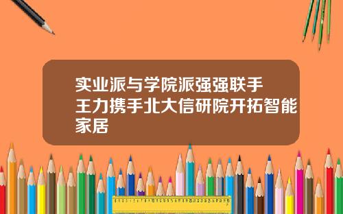 实业派与学院派强强联手 王力携手北大信研院开拓智能家居