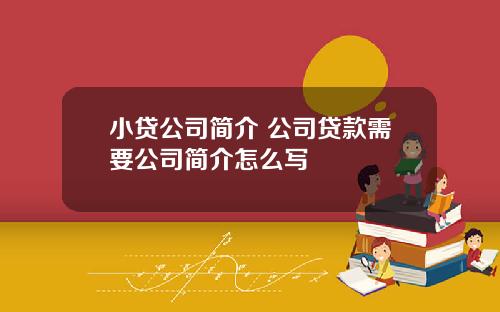 小贷公司简介 公司贷款需要公司简介怎么写
