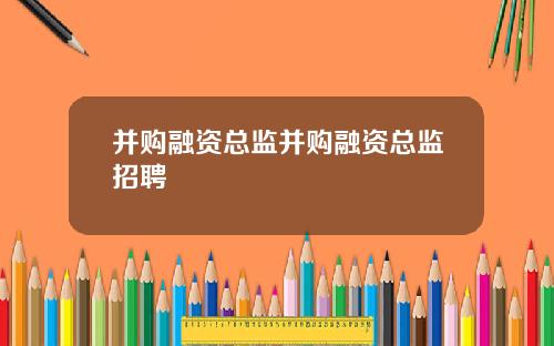 并购融资总监并购融资总监招聘