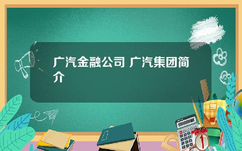 广汽金融公司 广汽集团简介