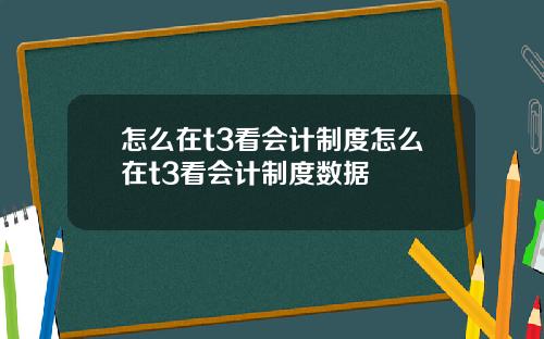 怎么在t3看会计制度怎么在t3看会计制度数据