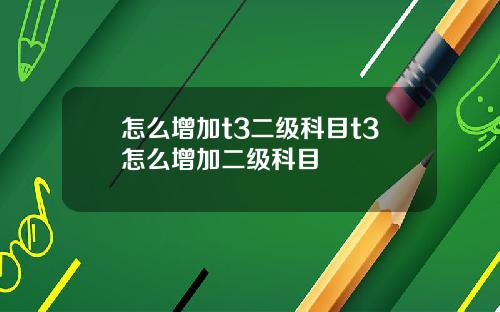 怎么增加t3二级科目t3怎么增加二级科目