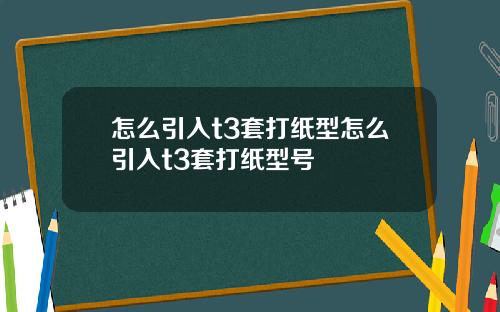 怎么引入t3套打纸型怎么引入t3套打纸型号