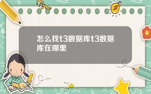 怎么找t3数据库t3数据库在哪里
