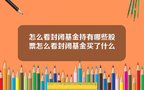 怎么看封闭基金持有哪些股票怎么看封闭基金买了什么