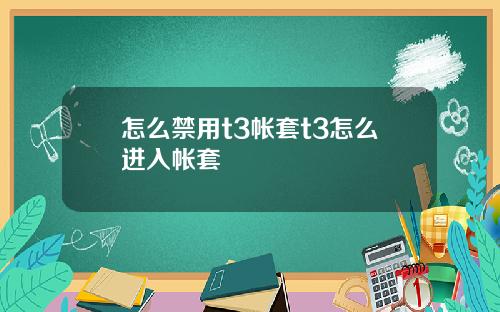 怎么禁用t3帐套t3怎么进入帐套