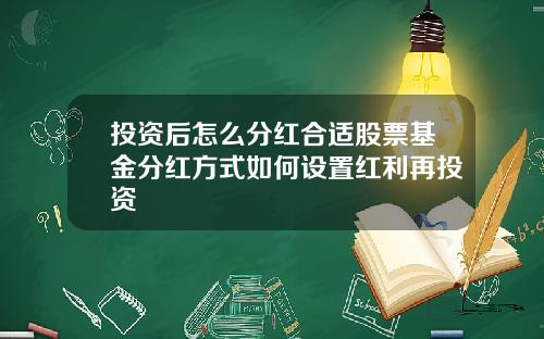 投资后怎么分红合适股票基金分红方式如何设置红利再投资