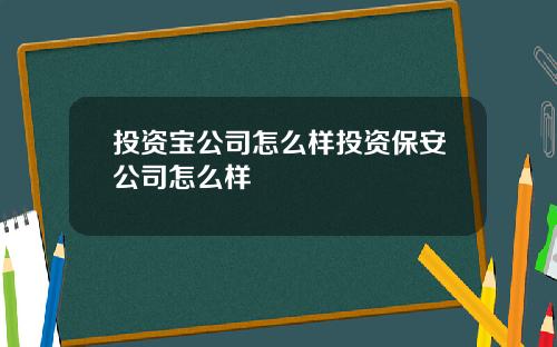 投资宝公司怎么样投资保安公司怎么样