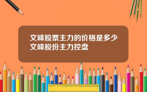 文峰股票主力的价格是多少文峰股份主力控盘