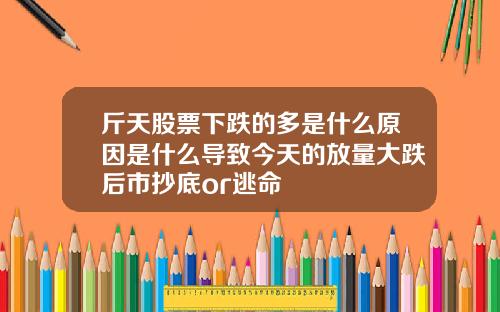 斤天股票下跌的多是什么原因是什么导致今天的放量大跌后市抄底or逃命