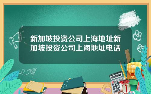 新加坡投资公司上海地址新加坡投资公司上海地址电话