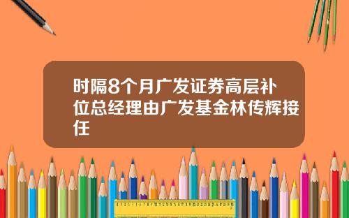 时隔8个月广发证券高层补位总经理由广发基金林传辉接任