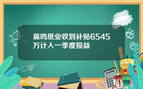 晨鸣纸业收到补贴6545万计入一季度损益