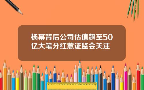 杨幂背后公司估值飙至50亿大笔分红惹证监会关注